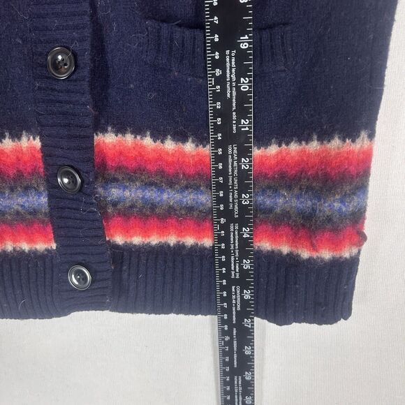 Gap Lambswool Cardigan Sweater Womens Small Long Sleeve Button Down Blue Aztec - Picture 7 of 9